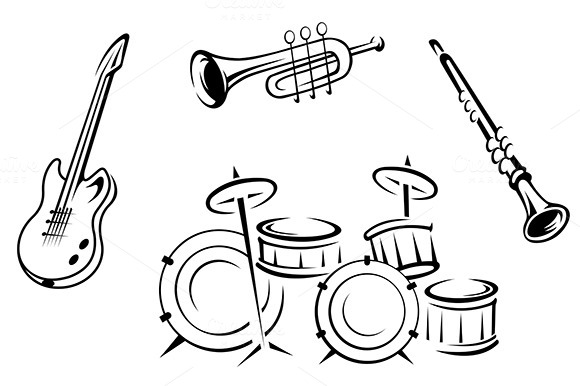 Set Of Musical Instruments Set Of Musical Instruments