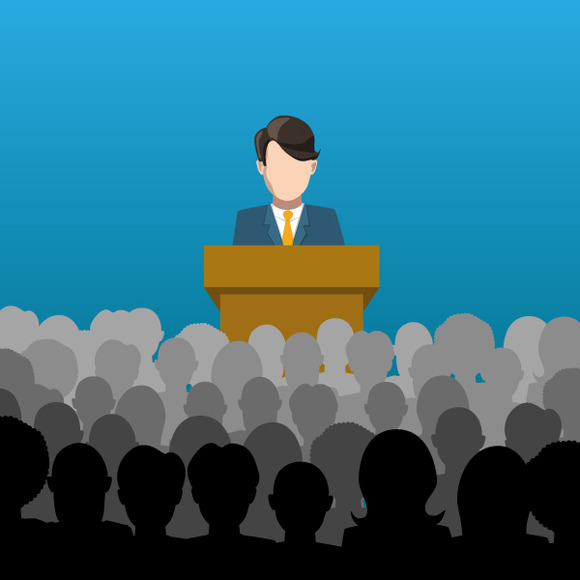 A Man Holds A Lecture To An Audience A Man Holds A Lecture To An Audience