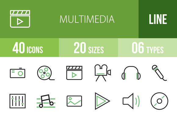 40 Multimedia Green Black Icons 40 Multimedia Green Black Icons