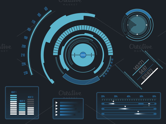 Futuristic HUD Touch GUI Elements Futuristic HUD Touch GUI Elements
