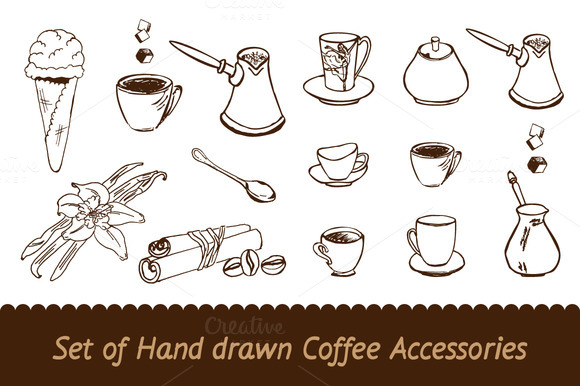 Hand Drawn Coffee Objects Hand Drawn Coffee Objects