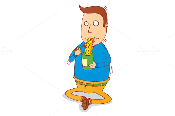 Eating Instant Noodle Eating Instant Noodle