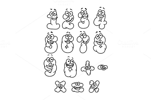 Cartoon Digits And Numbers Set Cartoon Digits And Numbers Set