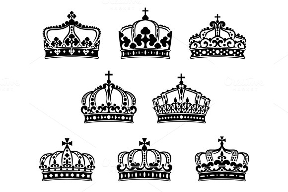 King And Queen Heraldic Crowns Set King And Queen Heraldic Crowns Set