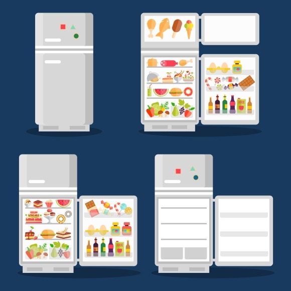 Opened Refrigerator With Food Opened Refrigerator With Food