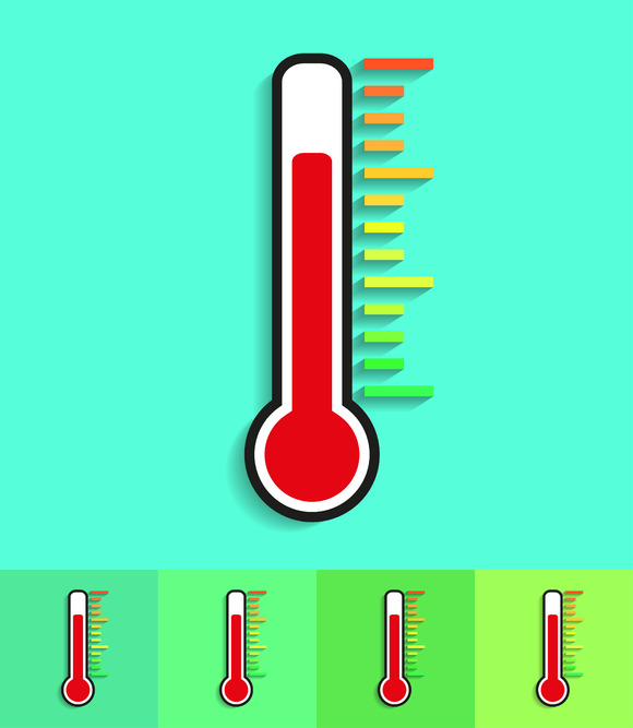 Icon Thermometer On Different Icon Thermometer On Different