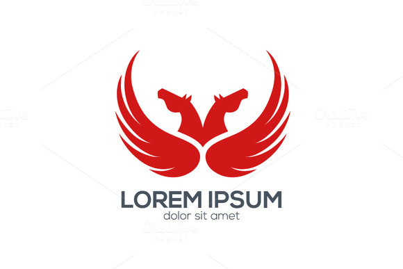 Red Pegasus Logo Design Red Pegasus Logo Design