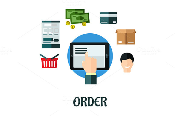 Order And Shop Online Flat Concept Order And Shop Online Flat Concept