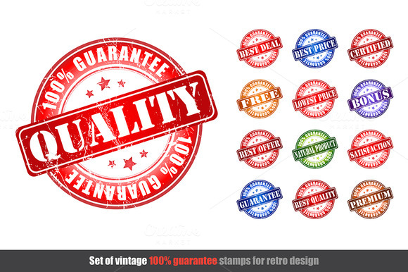Set Of Quality Guarantee Stamps Set Of Quality Guarantee Stamps