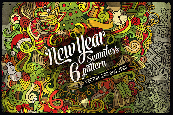 6 New Year Seamless Patterns 6 New Year Seamless Patterns