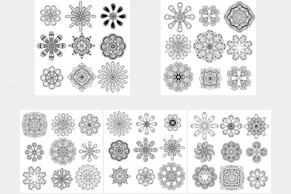 Set Of Round Abstract Pattern Set Of Round Abstract Pattern