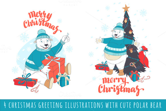 4 Christmas Greeting Illustrations 4 Christmas Greeting Illustrations