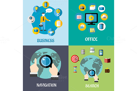 Navigation Search And Business Flat Navigation Search And Business Flat