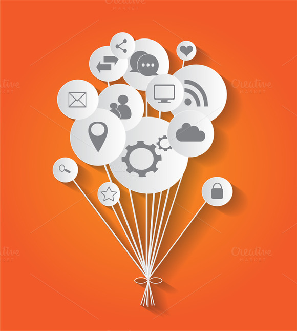 Social Media Icons In Balloons Social Media Icons In Balloons