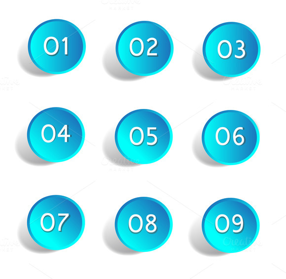 Number White Buttons Vector Number White Buttons Vector
