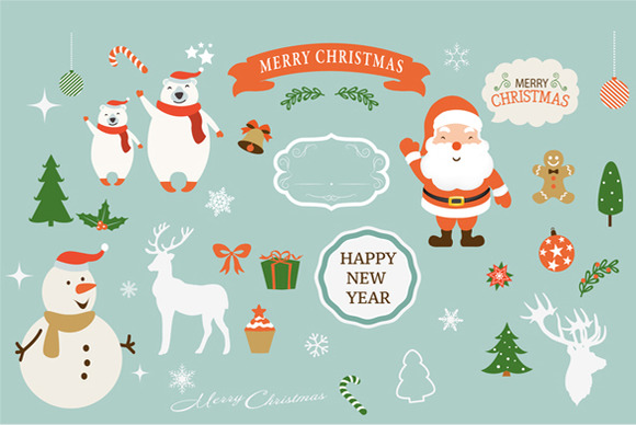 Christmas New Year Clipart Set Christmas New Year Clipart Set