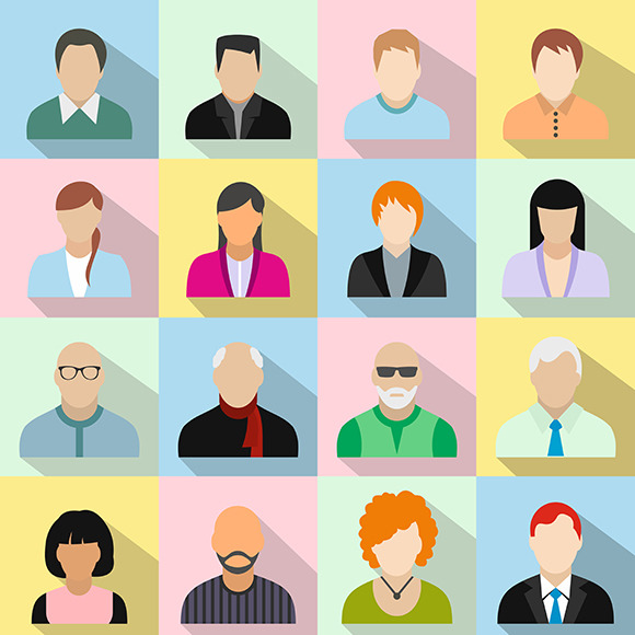 16 Characters Flat Icons Set 16 Characters Flat Icons Set
