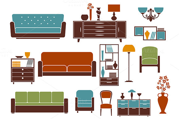 Flat Furniture And Interior Elements Flat Furniture And Interior Elements