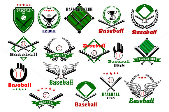 Baseball Emblems Or Logo With Items Baseball Emblems Or Logo With Items