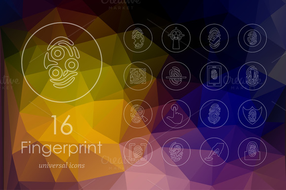 16 Fingerprint Line Icons 16 Fingerprint Line Icons