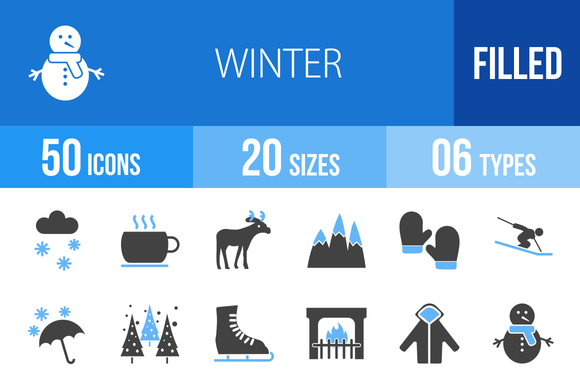 50 Winter Blue Black Icons 50 Winter Blue Black Icons