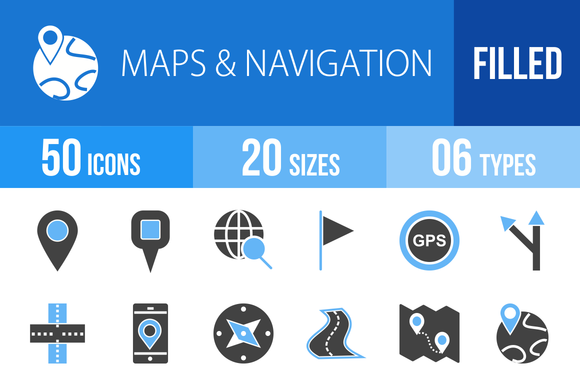 50 Maps Blue Black Icons 50 Maps Blue Black Icons