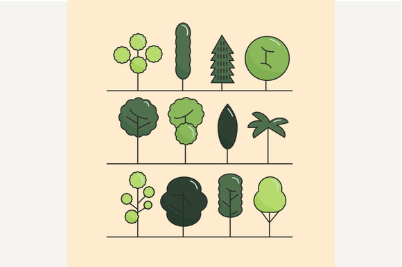 Modern Flat Trees Set Vector Trees Modern Flat Trees Set Vector Trees