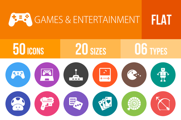50 Games Flat Round Icons 50 Games Flat Round Icons