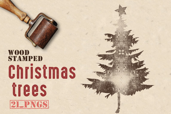 Wood Stamped Christmas Trees Wood Stamped Christmas Trees