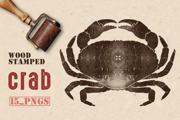 Wood Stamped Crab Wood Stamped Crab
