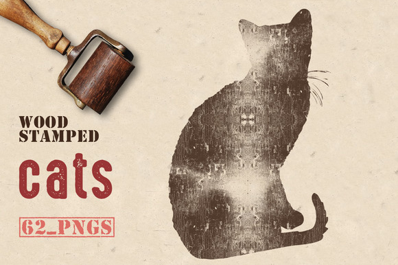 Wood Stamped Cats Wood Stamped Cats