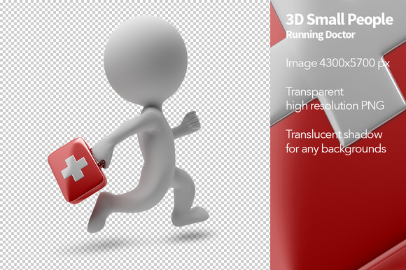 3D Small People Running Doctor 3D Small People Running Doctor