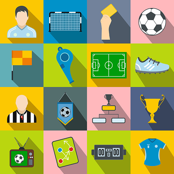 Soccer Flat Icons Set Soccer Flat Icons Set
