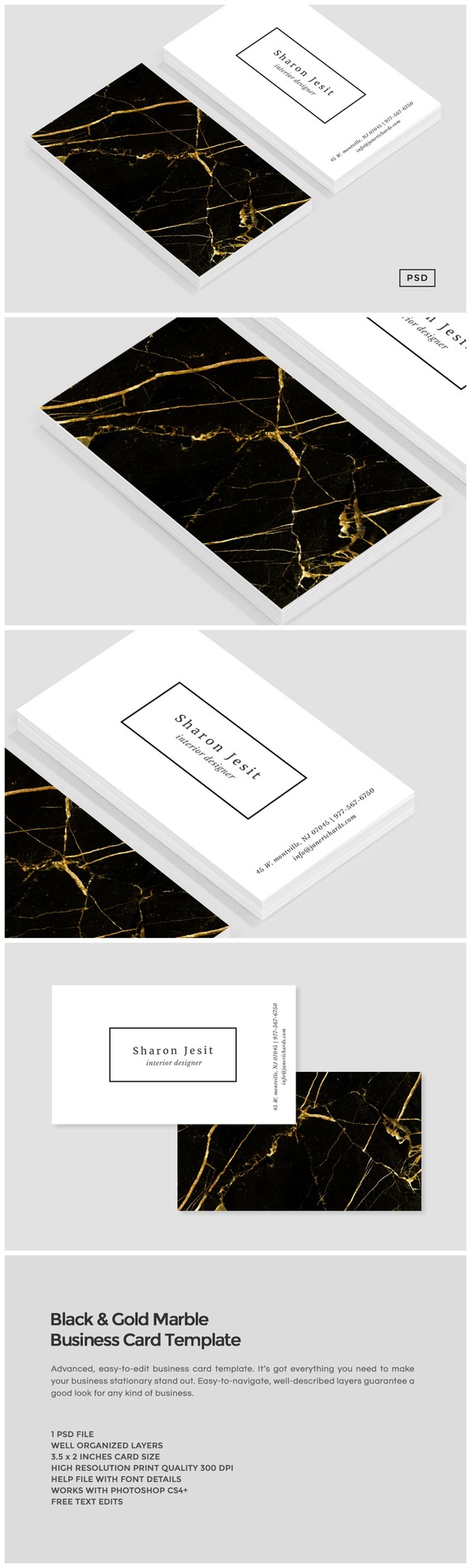 Black Gold Marble Business Card Black Gold Marble Business Card