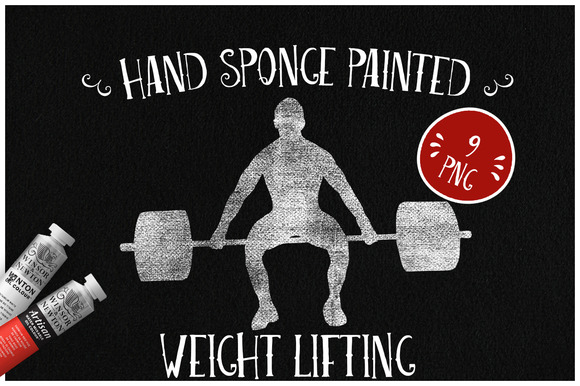 Sponge Painted Weight Lifting Sponge Painted Weight Lifting