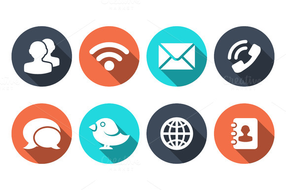 Communication Icons With Long Shadow Communication Icons With Long Shadow
