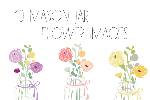 Download Mason Jar Flower Clip Art + Vector ~ Graphics on Creative ...