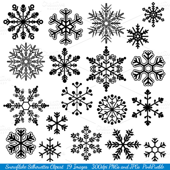 Download Snowflake Silhouette Vectors/Clipart ~ Illustrations on ...