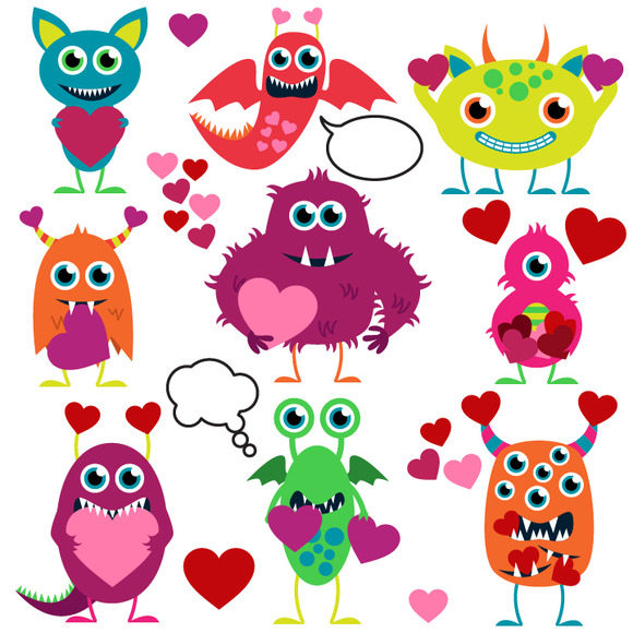 Love Monsters Vectors and Clipart Illustrations on Creative Market