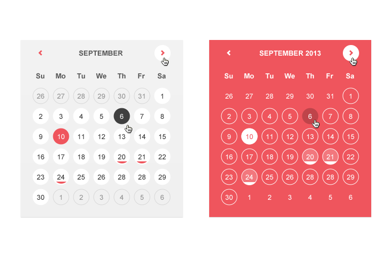 Flat Minimalistic Calendar Widgets Web Elements on Creative Market