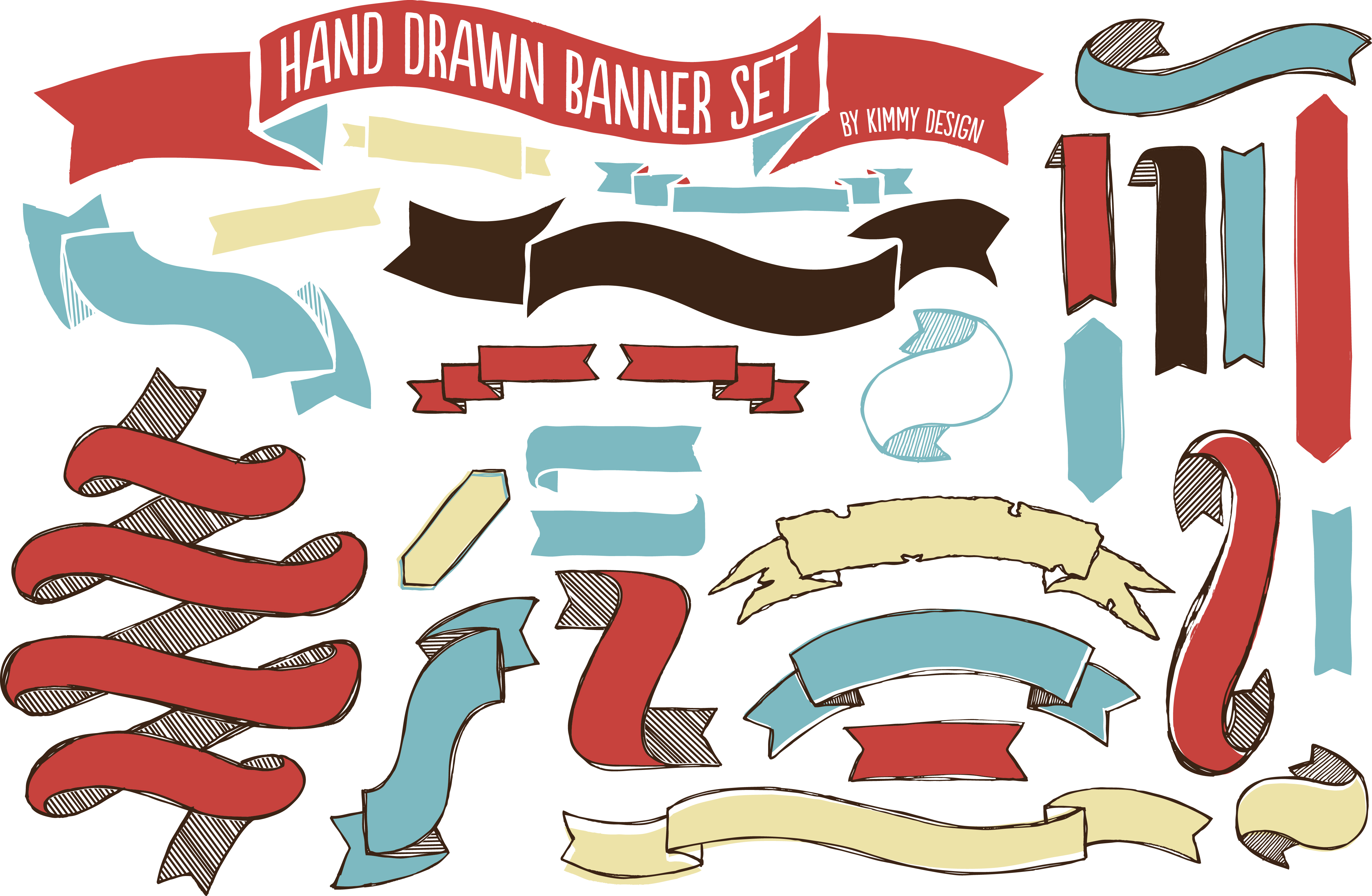 Hand Drawn Banner Set ~ Objects on Creative Market