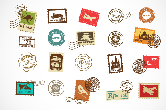 sticker printable websites Vintage Illustrations stamps icons on Market ~ vector Creative