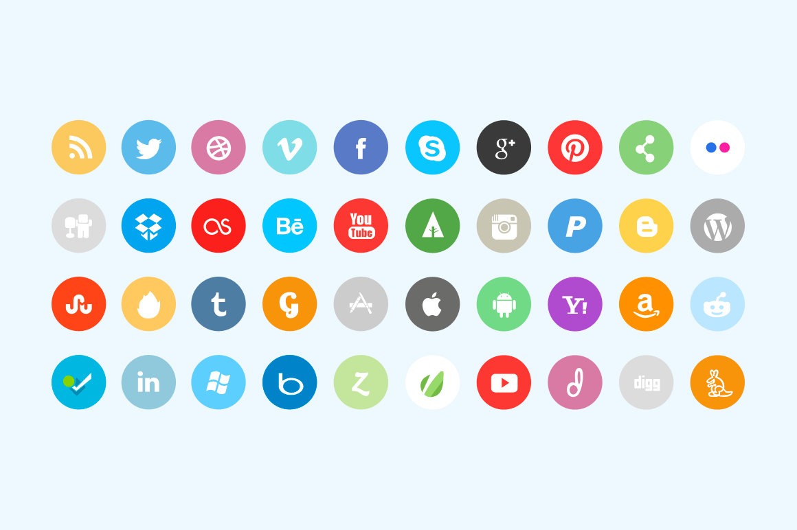 Premium Flat Social Icon Set ~ Icons on Creative Market