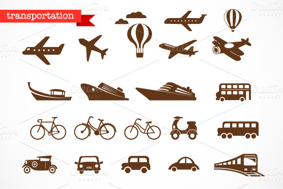 Transportation Vector Icons Set Transportation Vector Icons Set