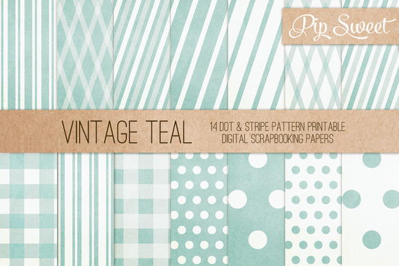 Vintage Teal 14 Pattern Set Vintage Teal 14 Pattern Set