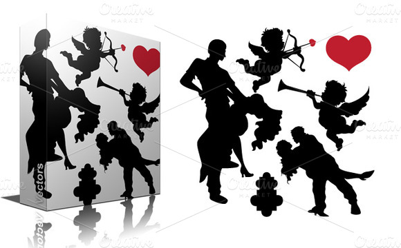 Valentines Silhouette Vectors Valentines Silhouette Vectors