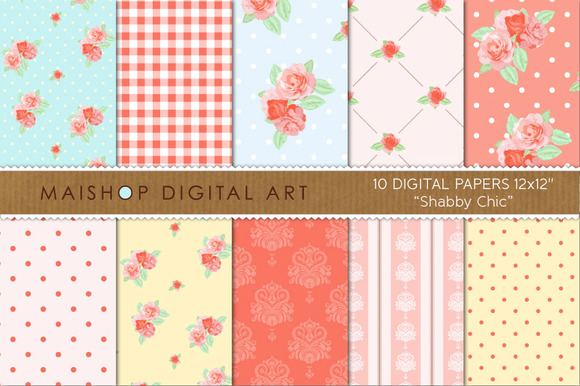 Digital Paper-Shabby Chic Digital Paper-Shabby Chic