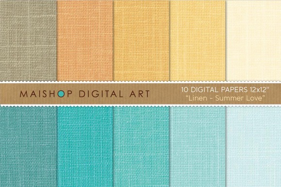 Digital Paper-Linen-Summer Love Digital Paper-Linen-Summer Love