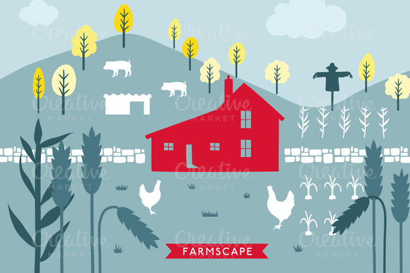 Vector FarmScape Illustration Vector FarmScape Illustration