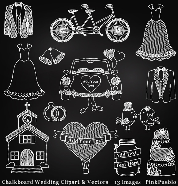 Chalkboard Wedding Clipart Vectors Chalkboard Wedding Clipart Vectors